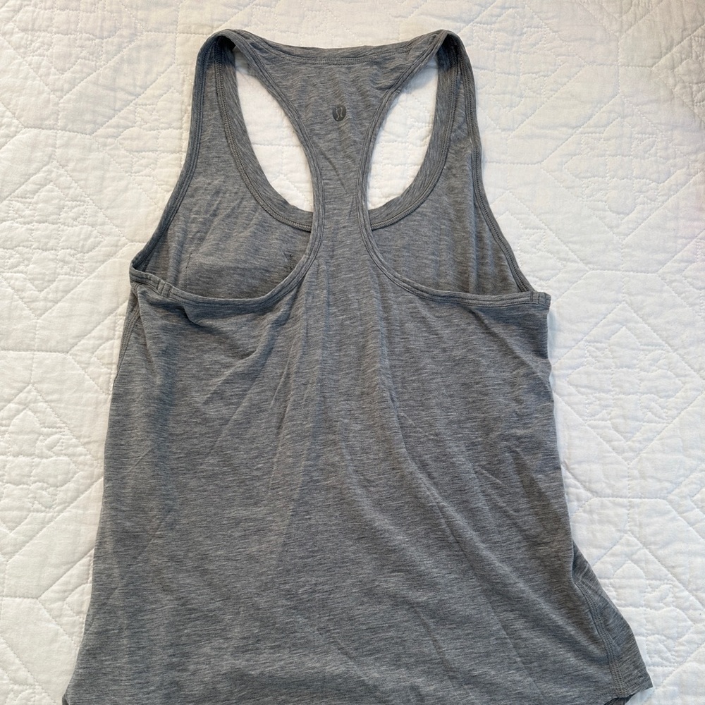 Lululemon Grey Cotton Tank with Front Pocket Size 4